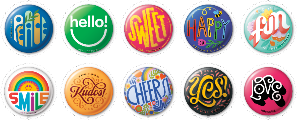 Pinback Buttons USPS stamp
