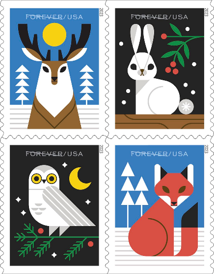 Winter Woodland Animals USPS stamp