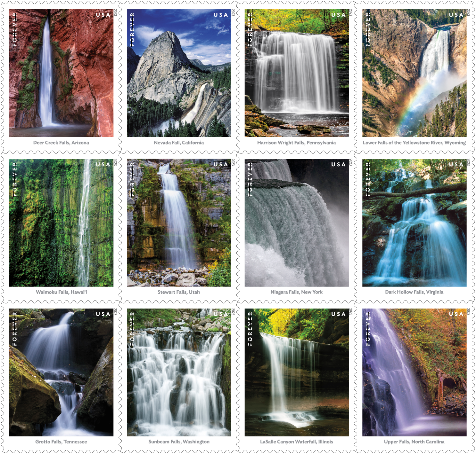 Waterfalls USPS stamp